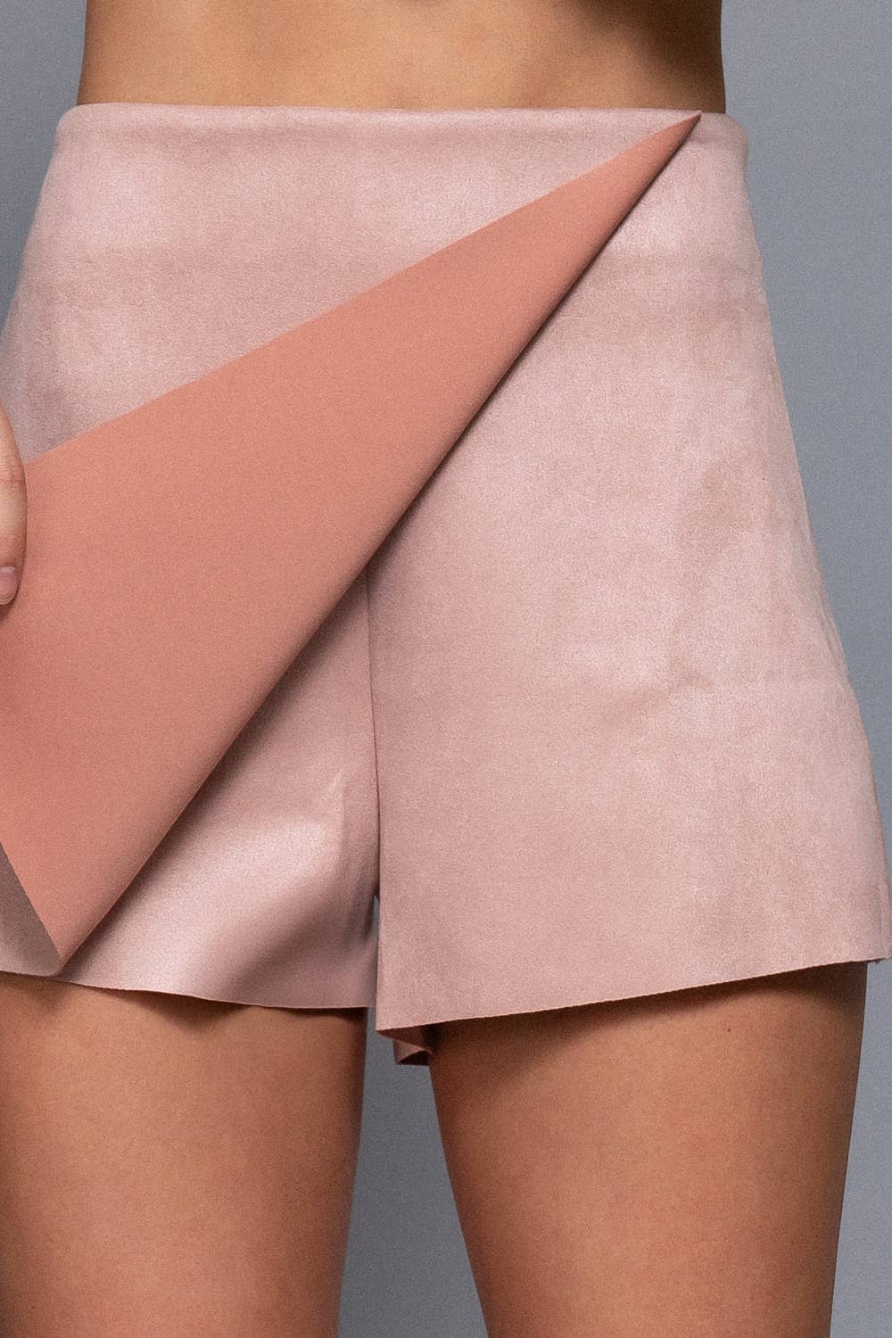 Front Wrap Faux Suede Short Pants