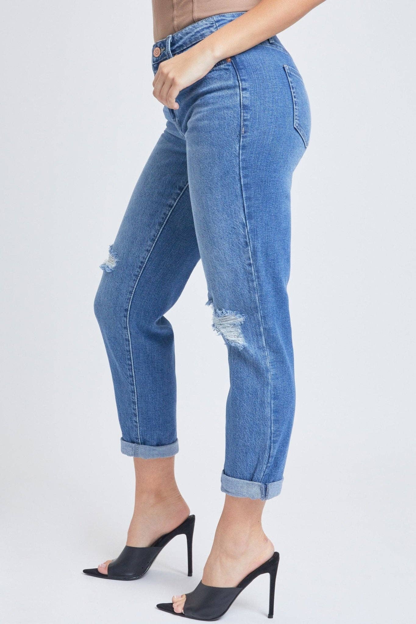 HYBRID DREAM EASY FIT BOYFRIEND JEANS WITH ROLLED CUFF ANKLE