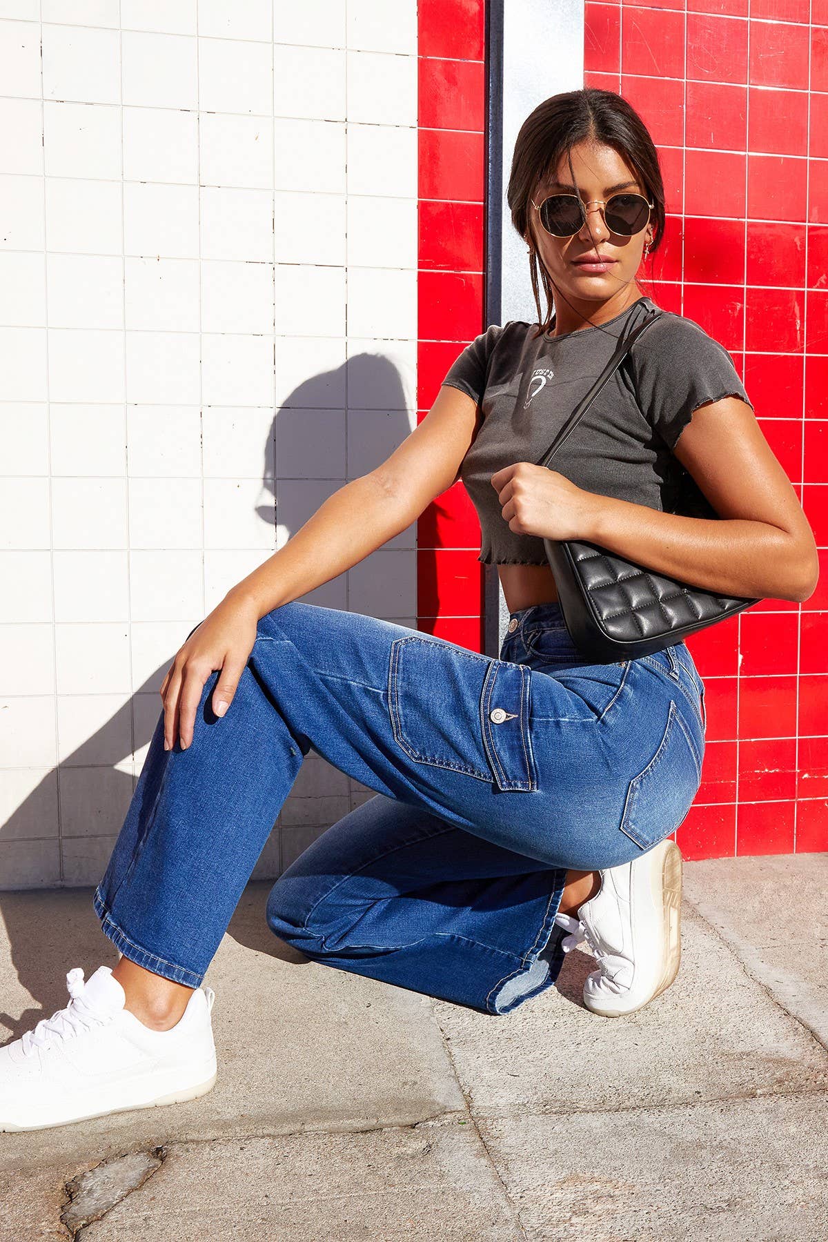 HIRISE SKATER WIDE LEG CARGO JEANS
