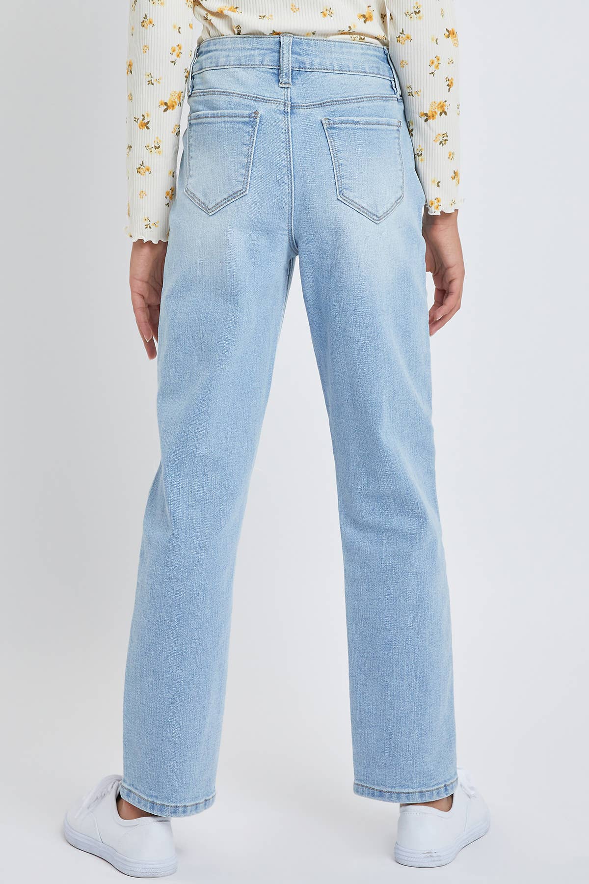 TWEEN GIRL SELENA BUTTON FLY DISTRESSED STRAIGHT LEG