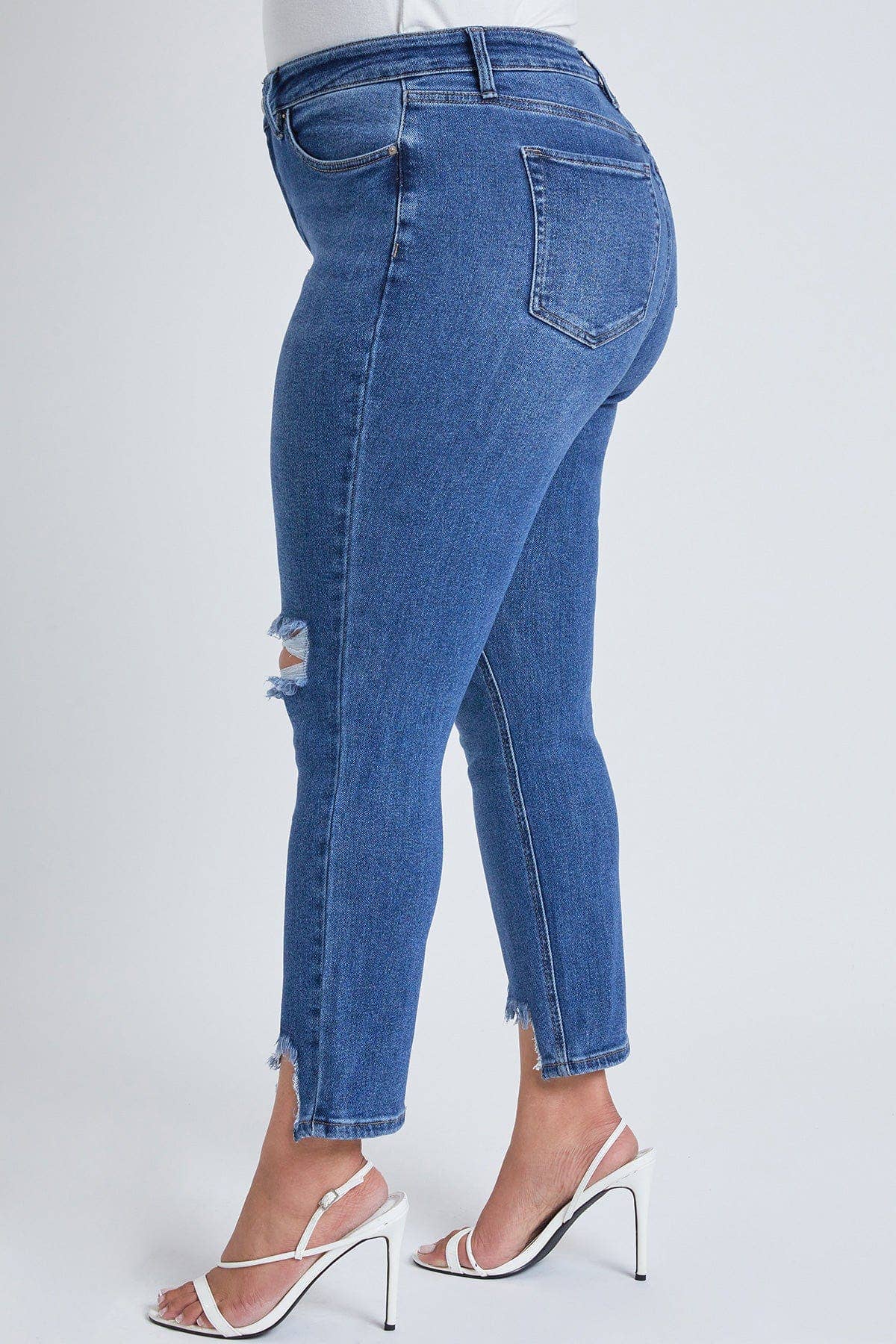 CURVY ANKLE SLIM STRAIGHT WITH DISTRESSED HEM
