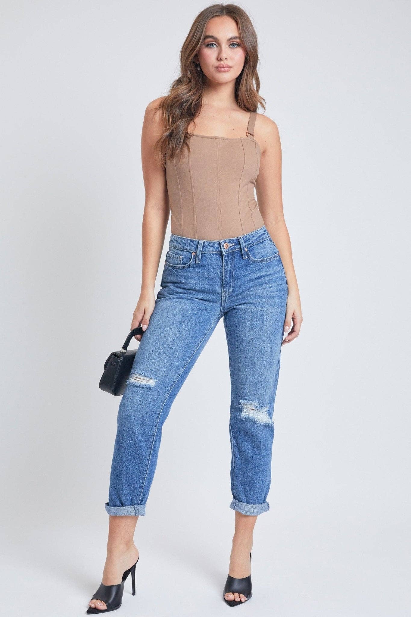 HYBRID DREAM EASY FIT BOYFRIEND JEANS WITH ROLLED CUFF ANKLE
