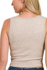 RIBBED SQUARE NECK CROP TANK