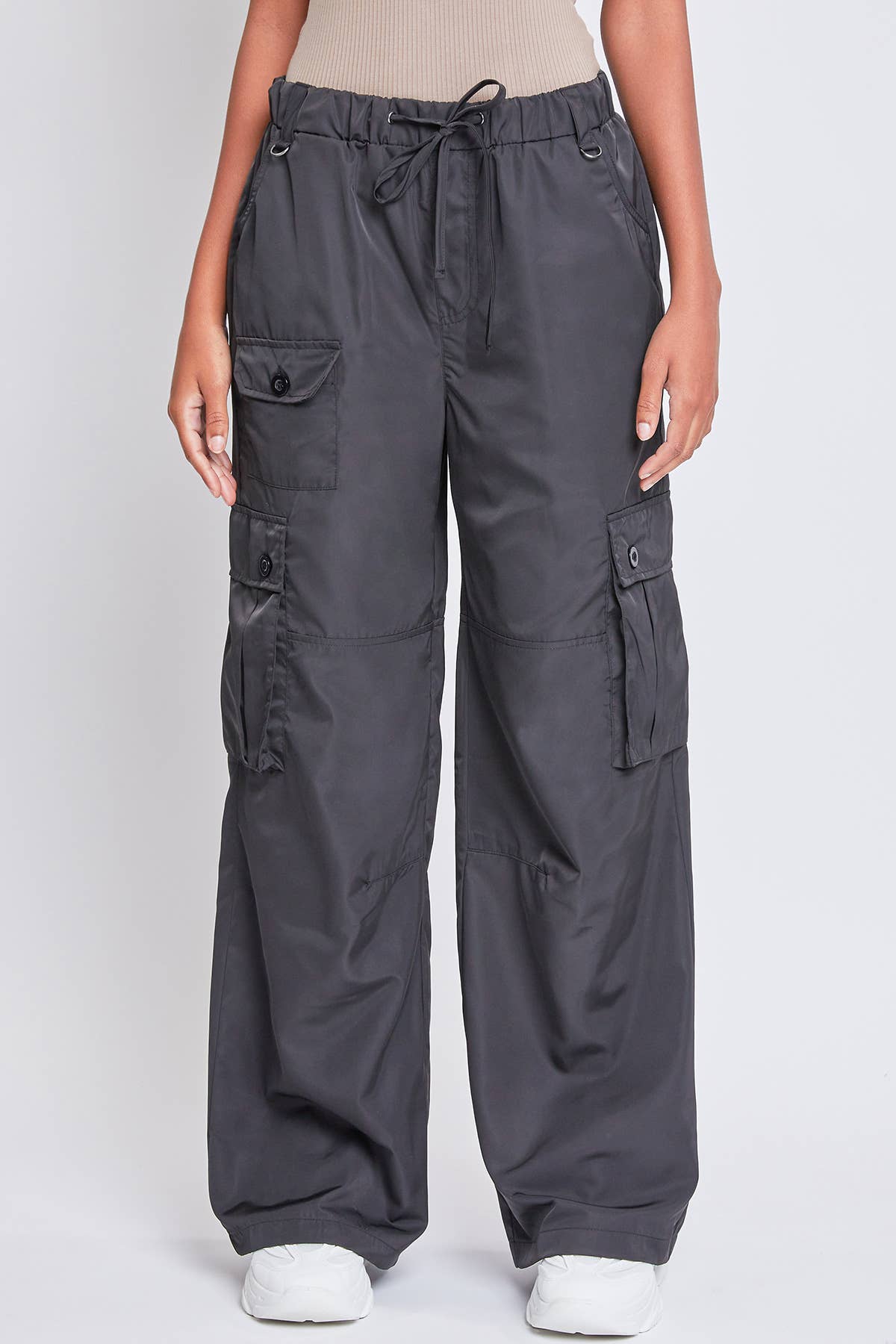 RELAXED FIT STRAIGHT LEG CARGO NYLON PANTS