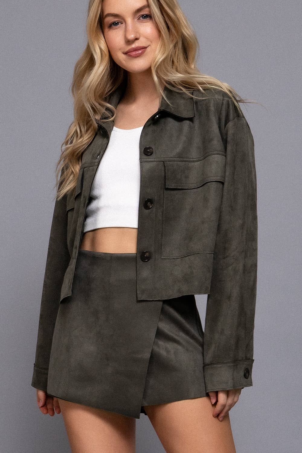 Front Wrap Faux Suede Short Pants