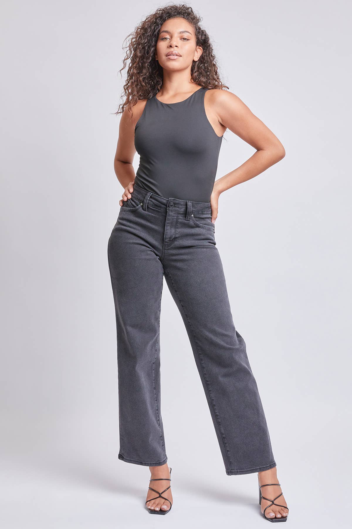 WANNABETTABUTT HIRISE STRAIGHT LEG CLEAN WASH JEANS