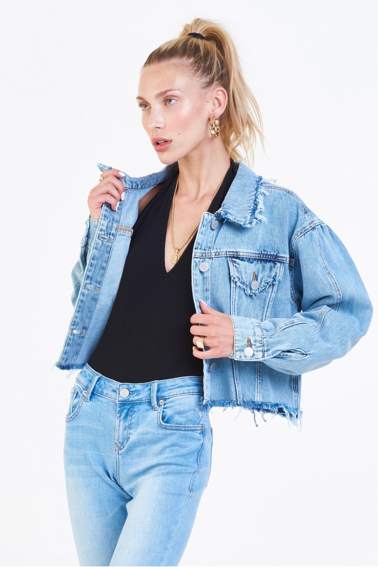 MAXINE DENIM DESTRUCTED JACKET