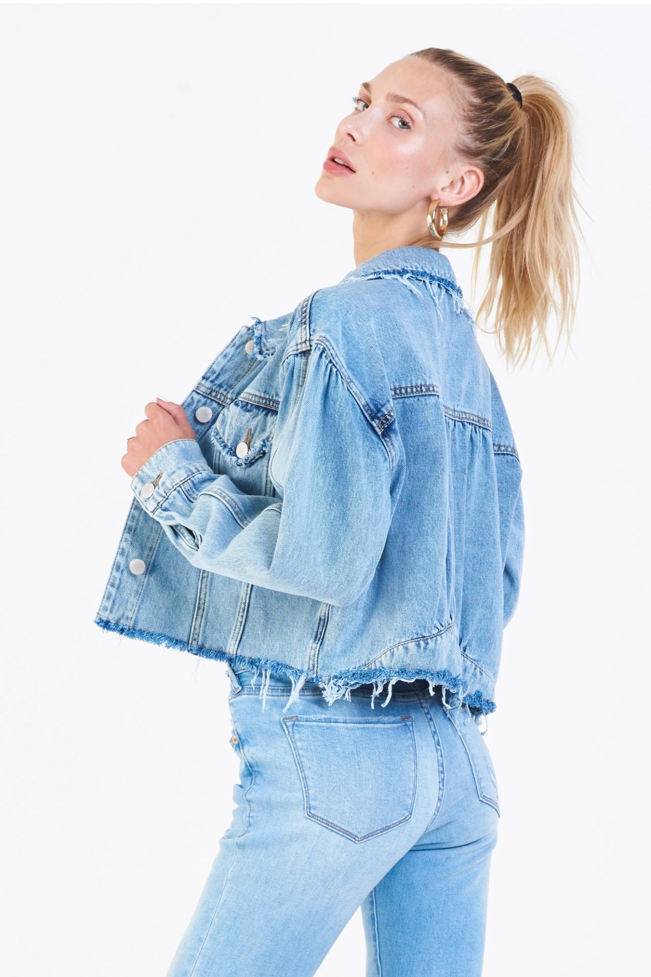 MAXINE DENIM DESTRUCTED JACKET