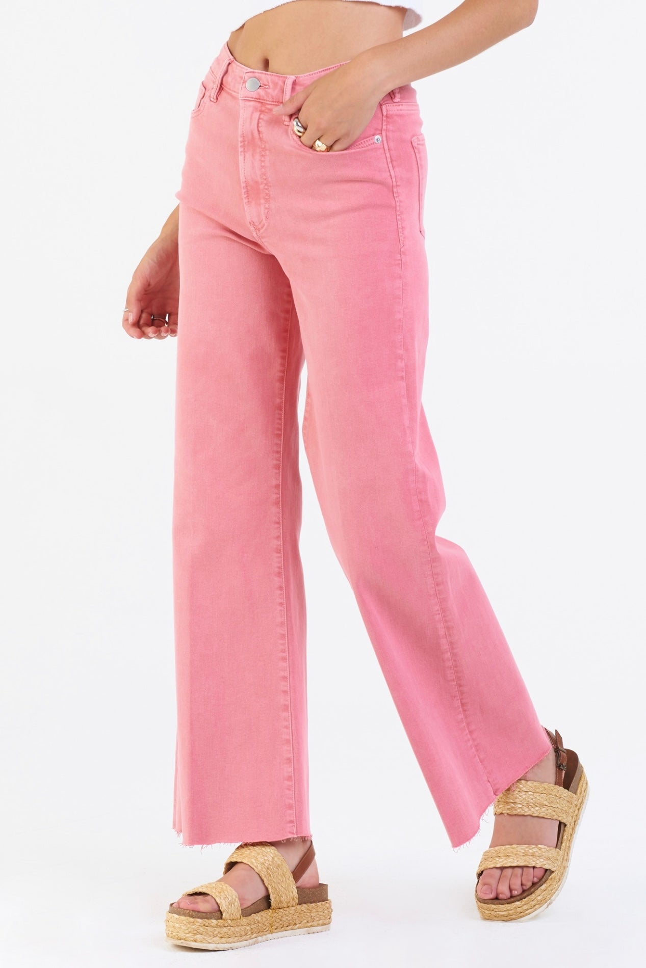 FIONA SUPER HIRISE WIDE LEG JEANS RASPBERRY SORBET