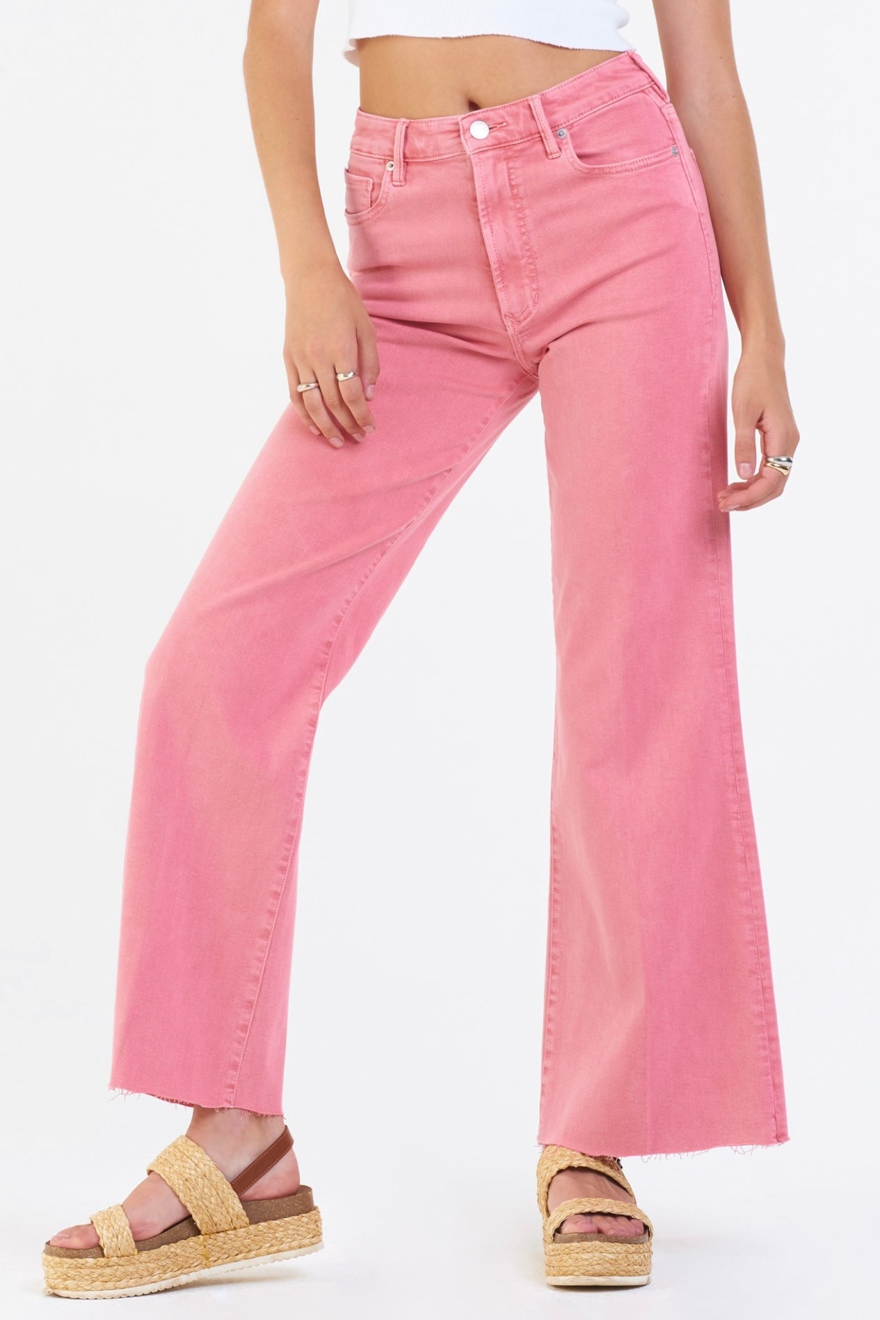 FIONA SUPER HIRISE WIDE LEG JEANS RASPBERRY SORBET