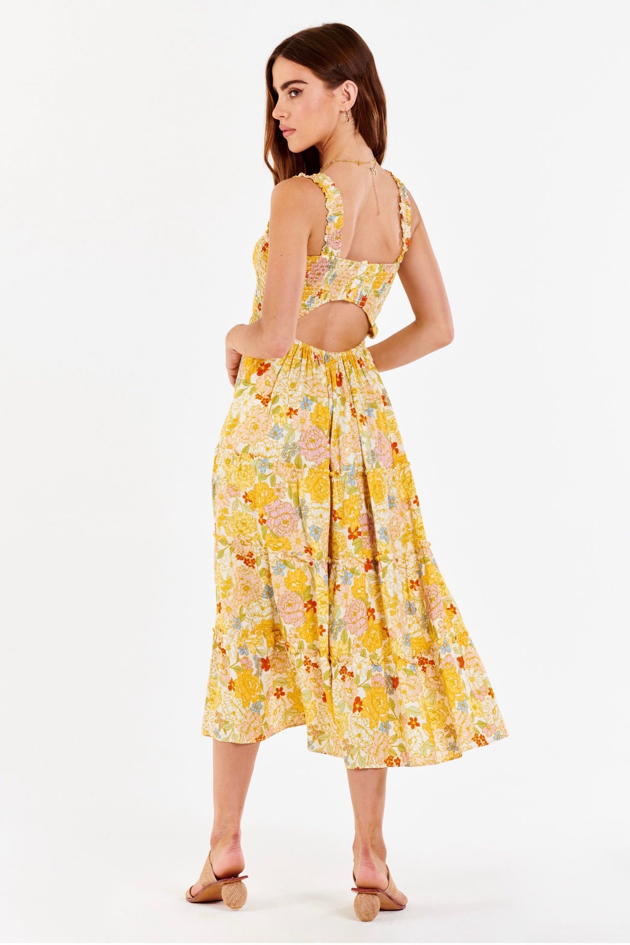 DELIA SMOCKED BODICE MIDI DRESS