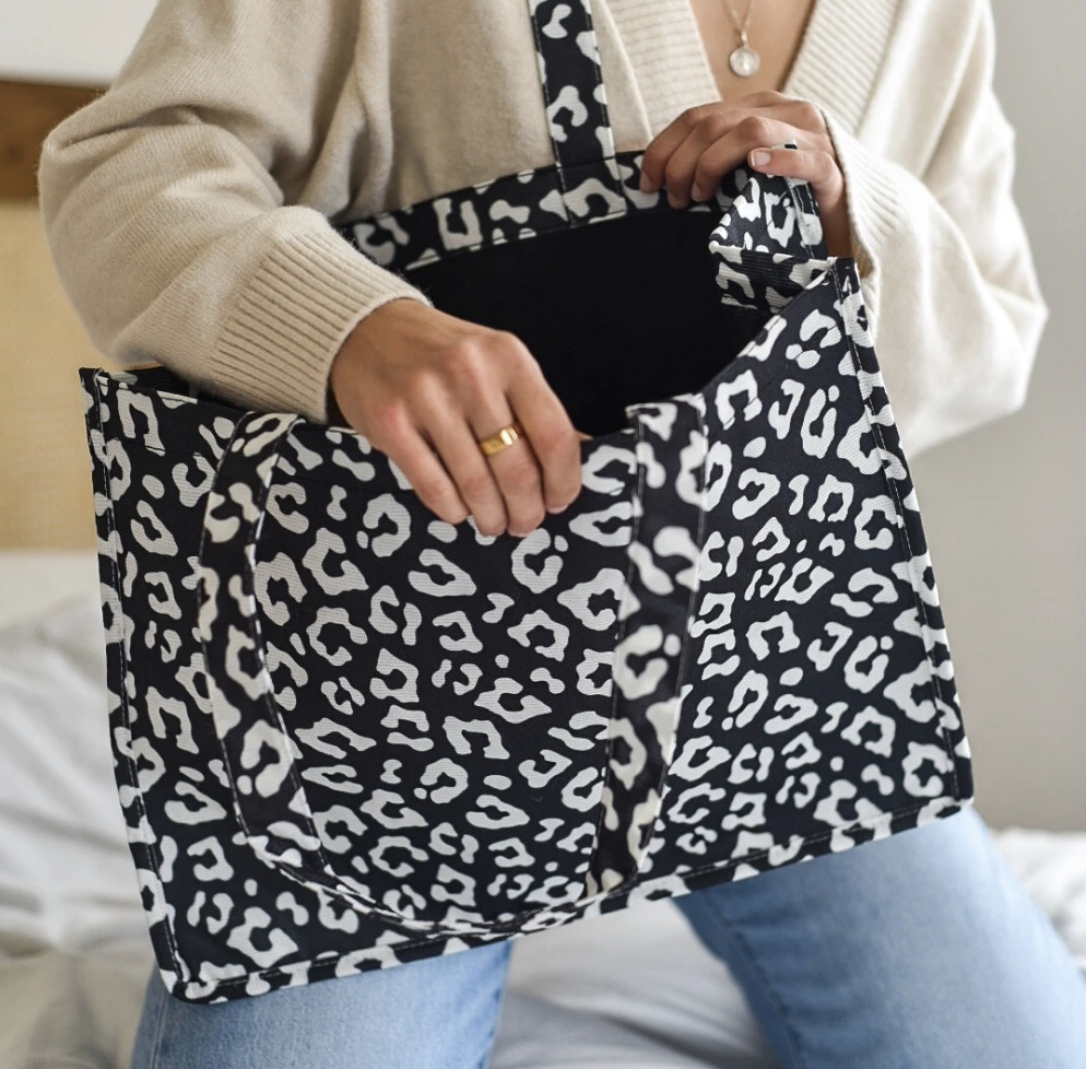Black Leopard Tote Bag