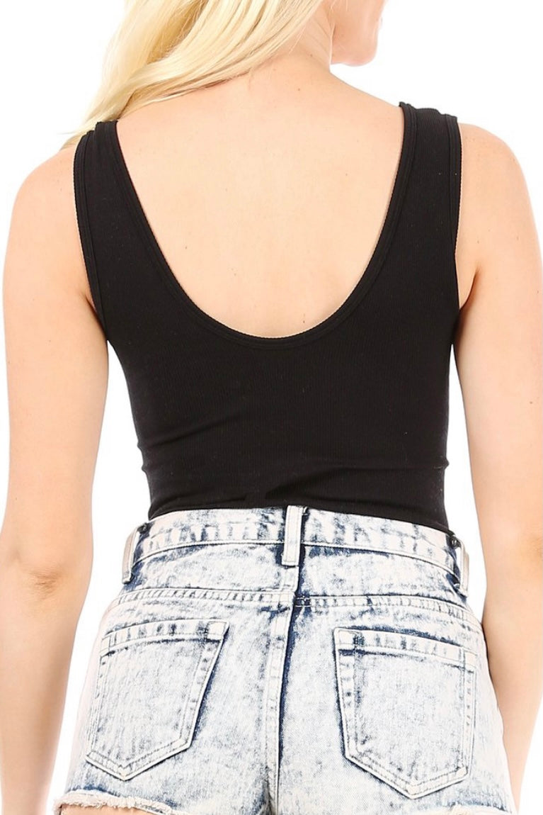 DOUBLE V RIBBED TANK BODYSUIT