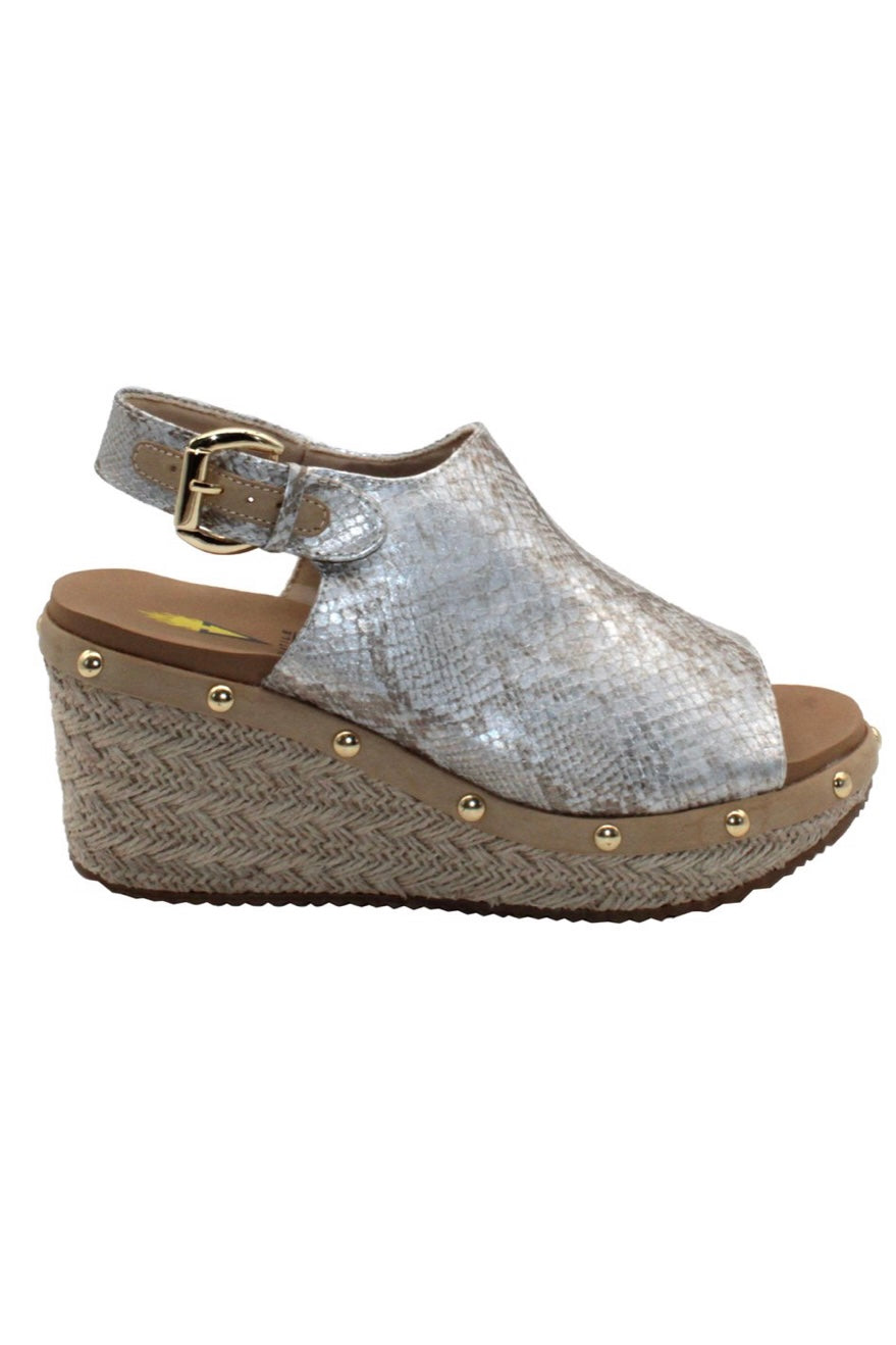 PEMBERLY SNAKESKIN OPEN TOE WEDGE