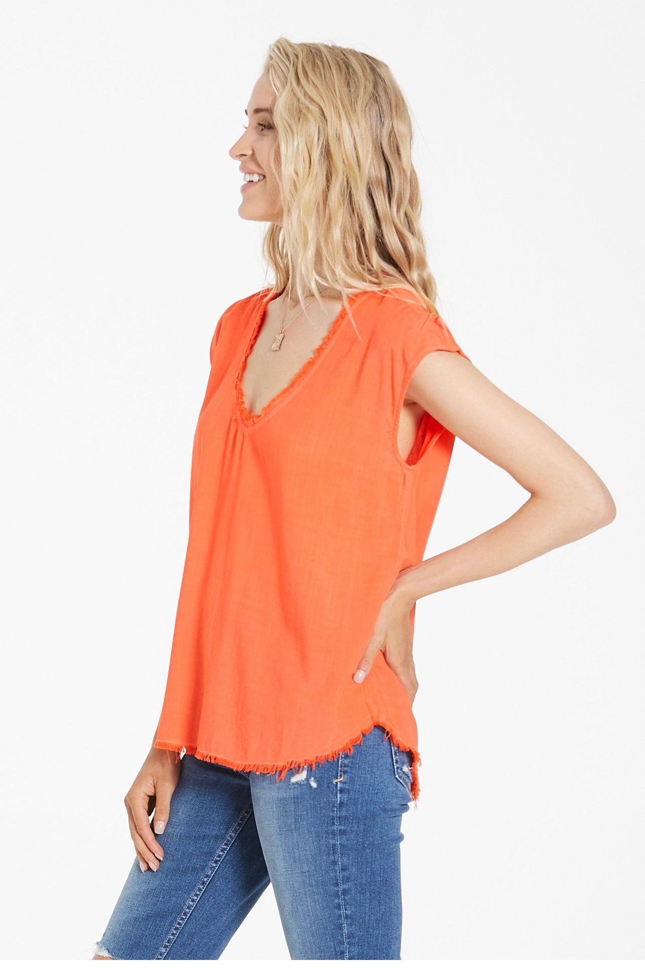 YANIS FRAYED HEM SLEEVELESS TOP