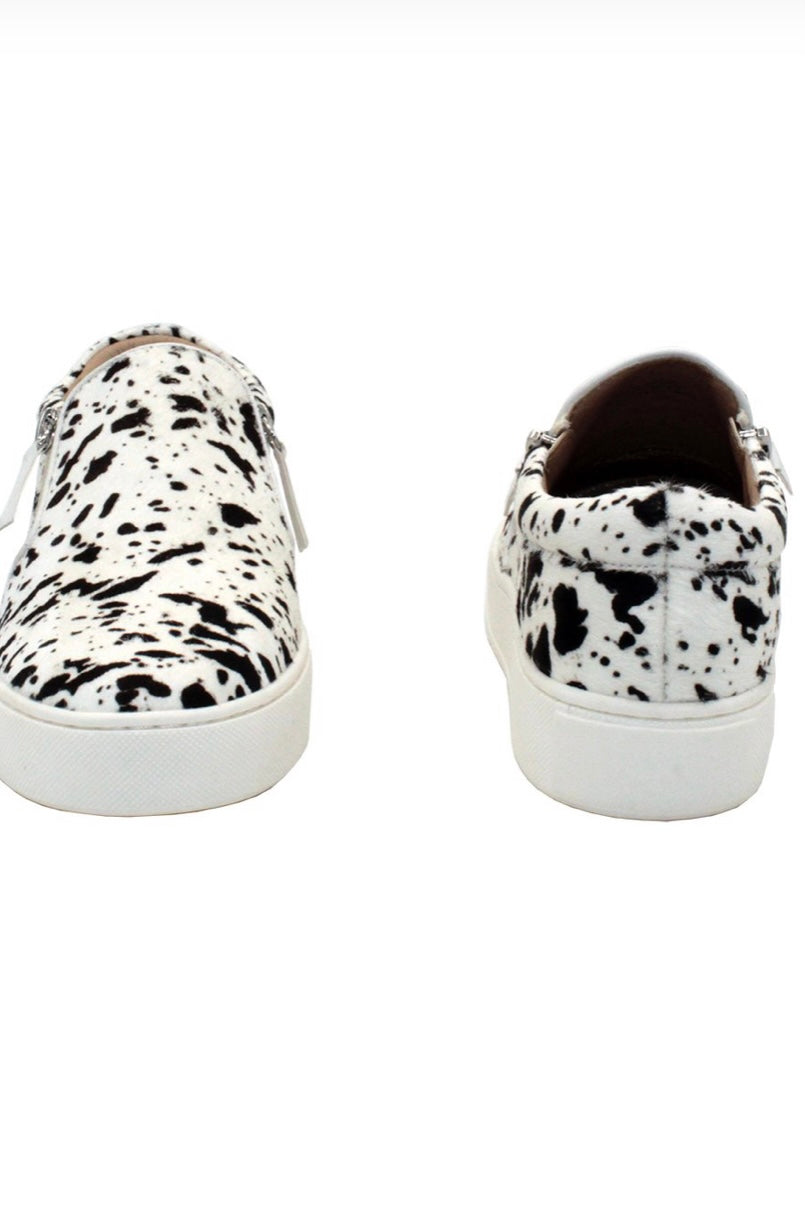 NORMANDE DOUBLE ZIP CALF HIDE SNEAKER