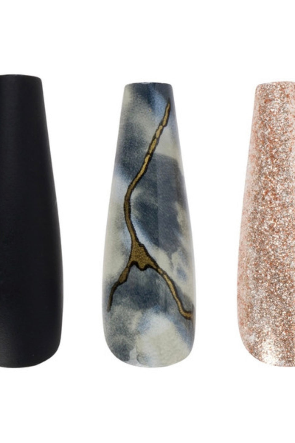 LAVISH TOUCH LONG COFFIN MARBLE BLACK NAIL KIT