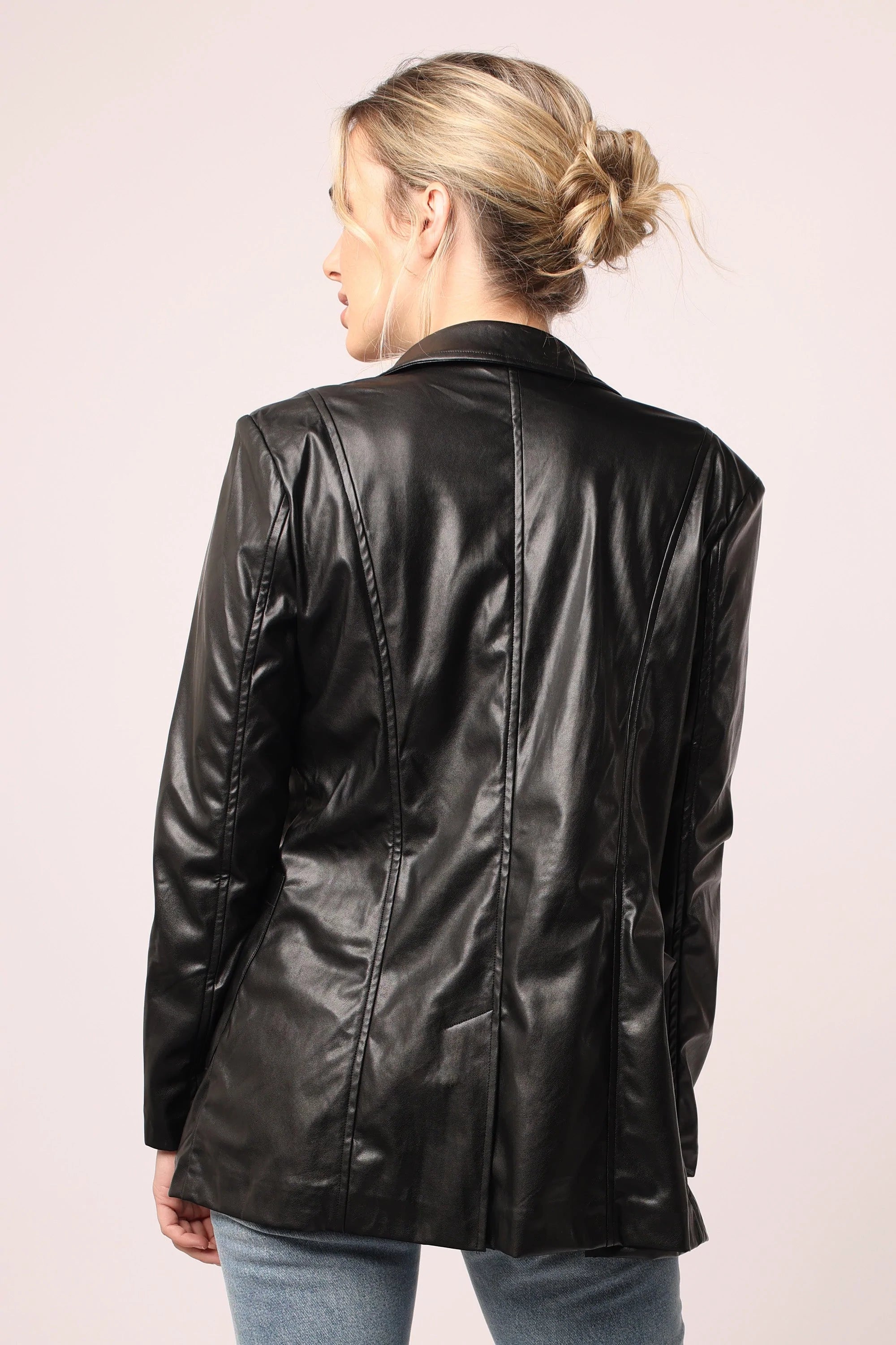 PAIGE VEGAN LEATHER BLAZER JACKET