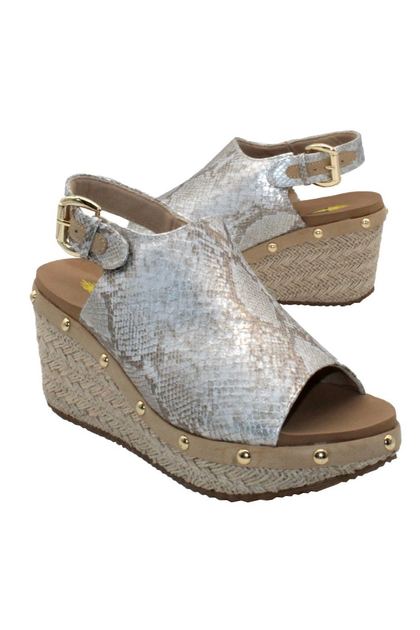 PEMBERLY SNAKESKIN OPEN TOE WEDGE