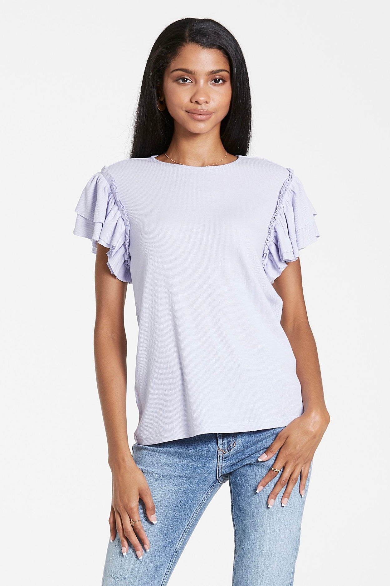 SUMMER THERMAL RUFFLE SLEEVE TOP