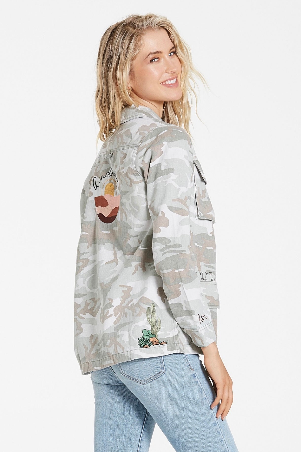 ROXIE EMBROIDERED CAMO JACKET
