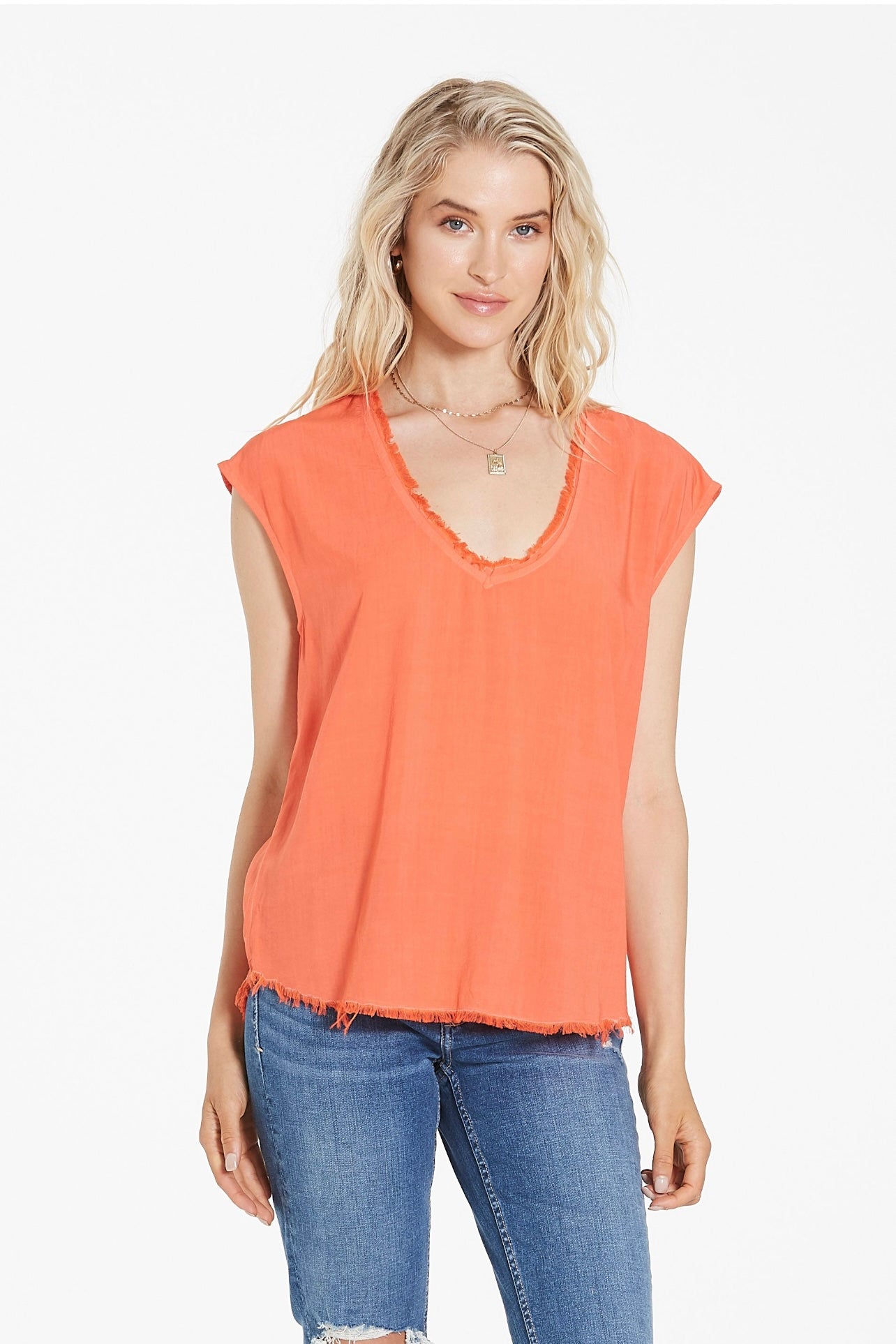 YANIS FRAYED HEM SLEEVELESS TOP