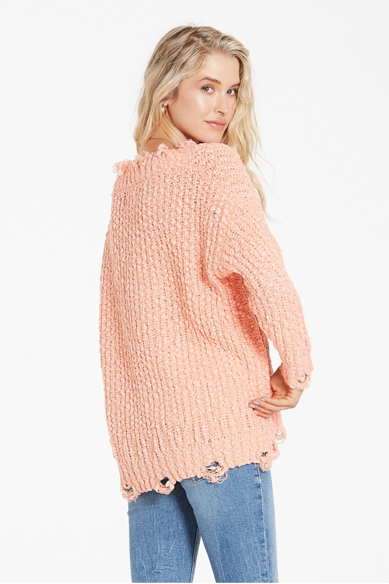 DEMI DESTRESSED VNECK SWEATER