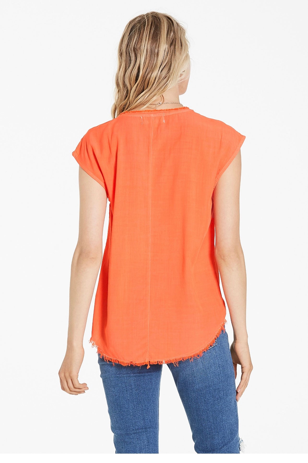 YANIS FRAYED HEM SLEEVELESS TOP