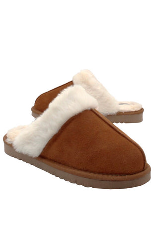 FLUFF SUEDE SLIP ON WITH FAUX SHERLING