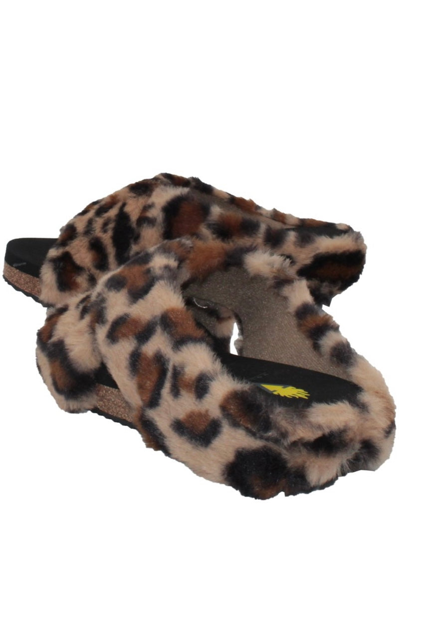 REES FAUX SHERLING CRISS CROSS SLIDE