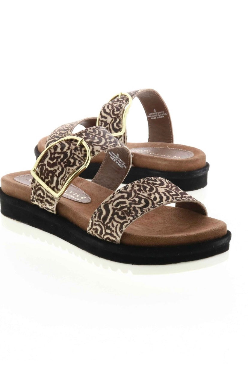 AMYJANE CALF HAIR DOUBLE STRAP MINI FLATFORM SANDAL