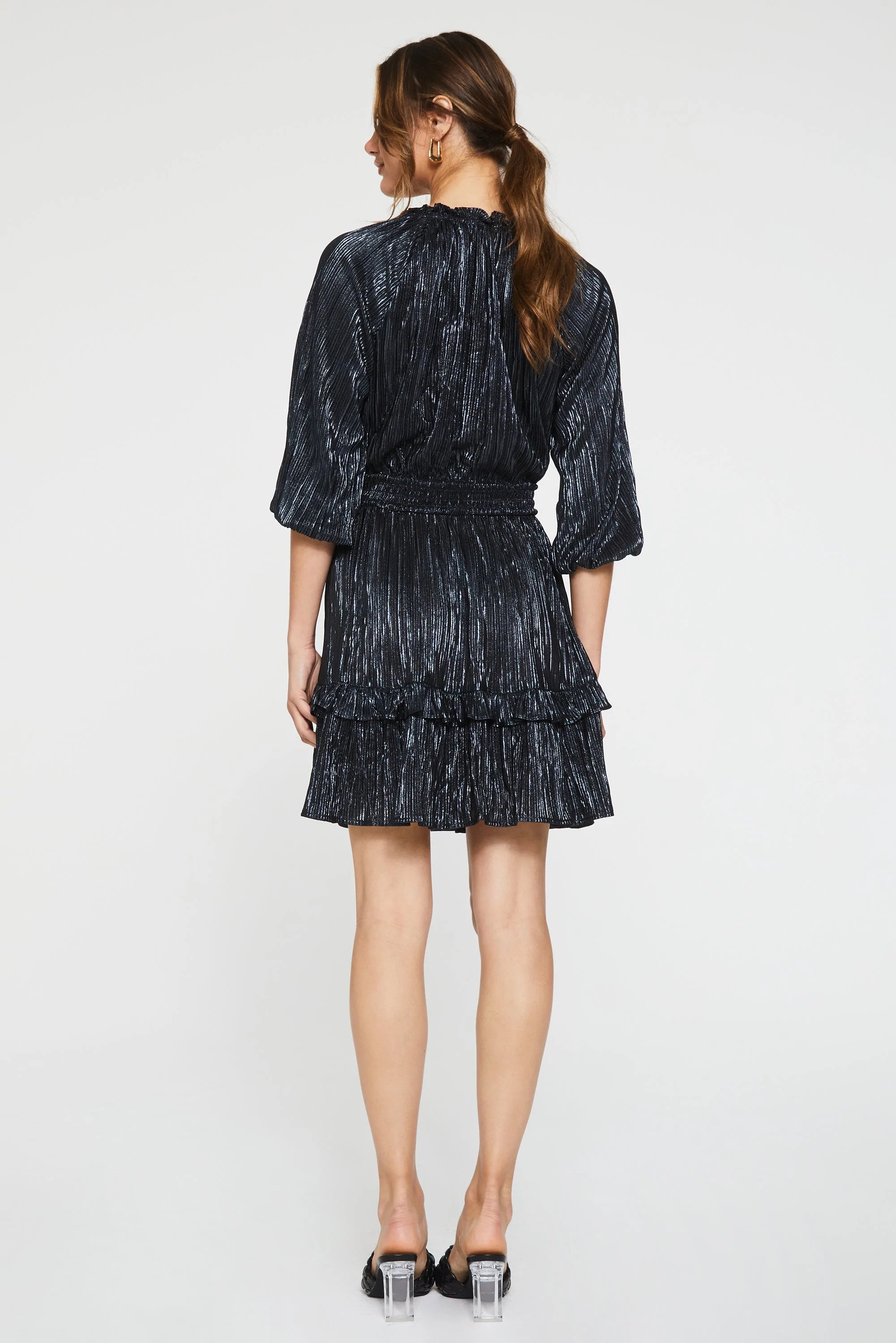 CHIARA PLEATED FOIL DRESS