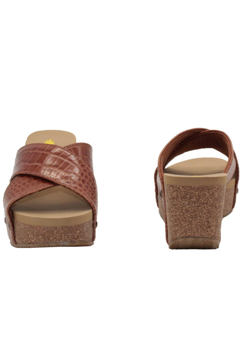 RIVERSIDE CROCO PRINT CRISS CROSS WEDGE