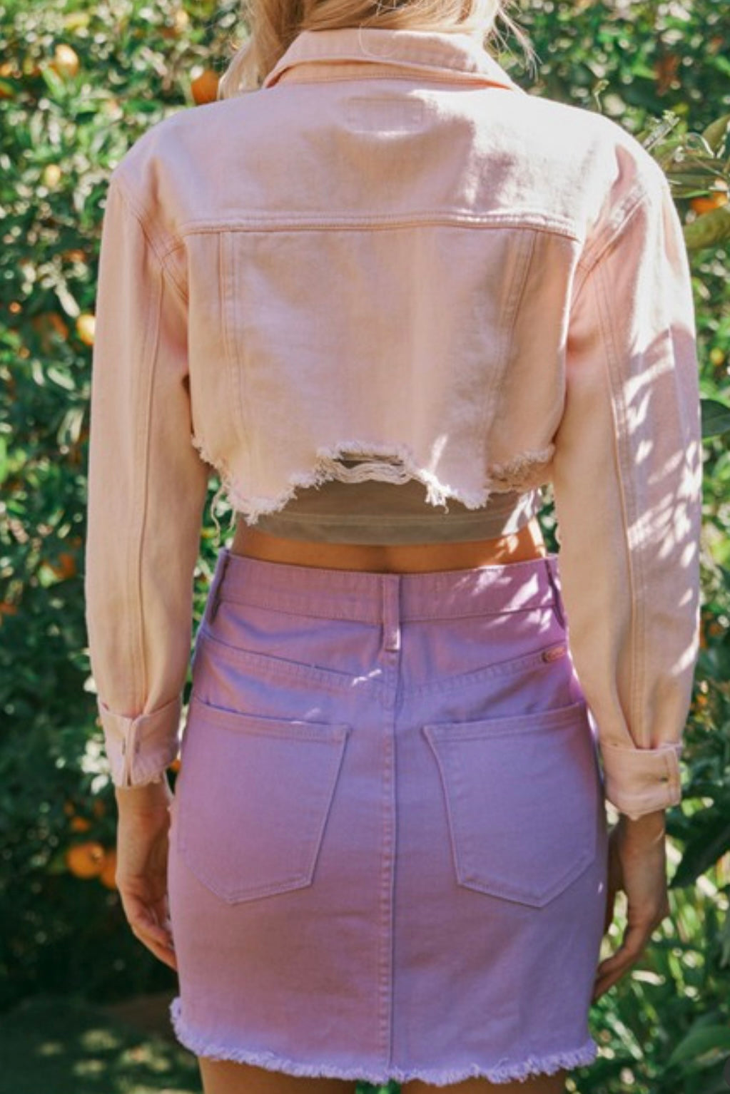 PARADISE COLOR BLOCK DENIM SKIRT