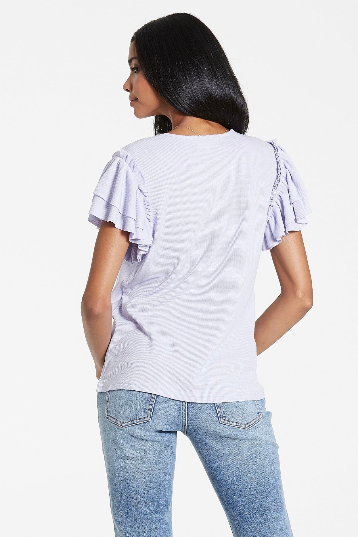 SUMMER THERMAL RUFFLE SLEEVE TOP