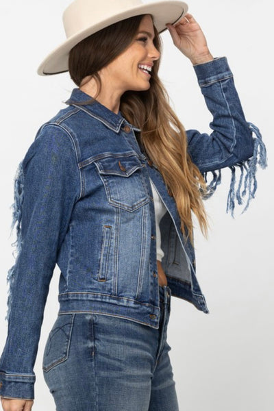 ジャケット・アウター ALEXIA STAM Fringe Hem Denim Jacket S FRINGE DENIM JACKET – The Hotpink Daisy