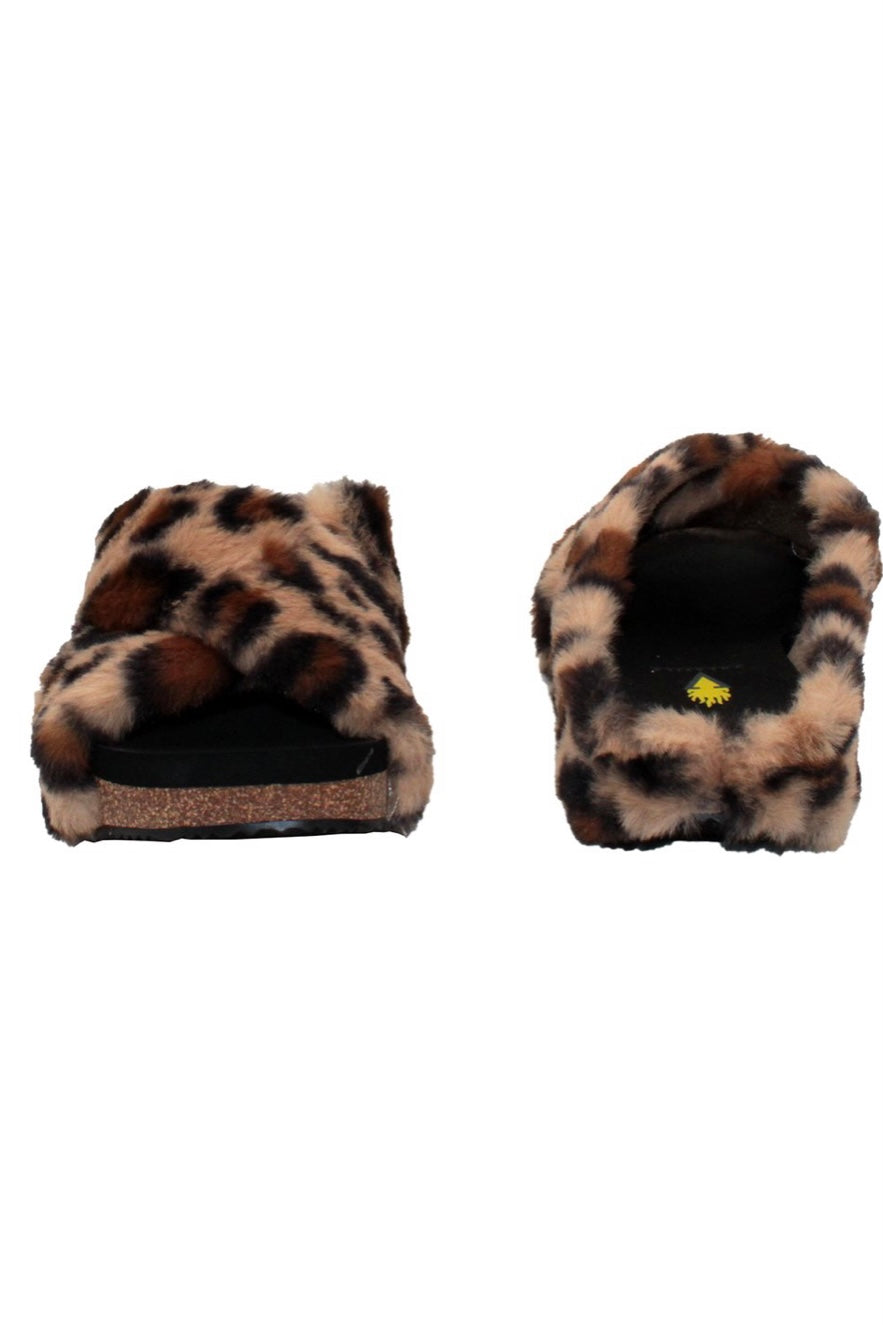 REES FAUX SHERLING CRISS CROSS SLIDE