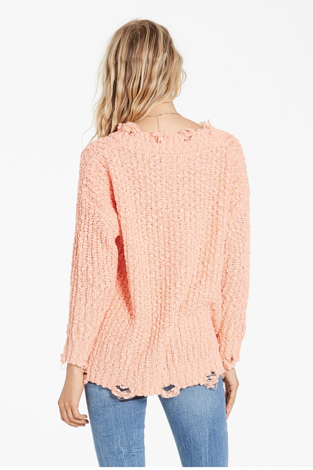 DEMI DESTRESSED VNECK SWEATER