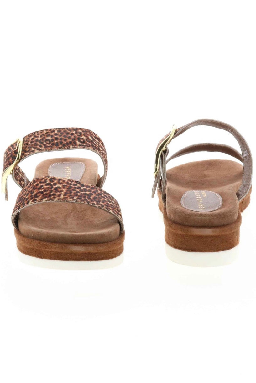 AMYJANE CALF HAIR DOUBLE STRAP MINI FLATFORM SANDAL