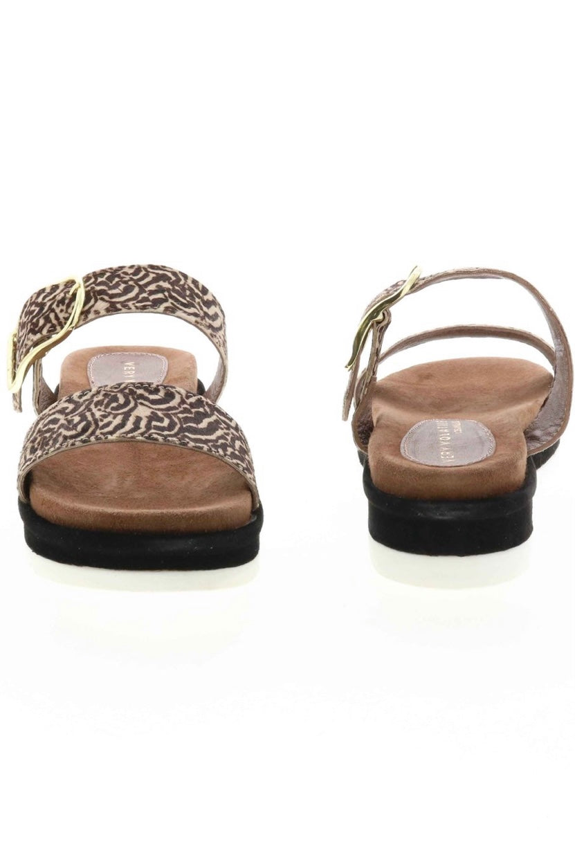 AMYJANE CALF HAIR DOUBLE STRAP MINI FLATFORM SANDAL