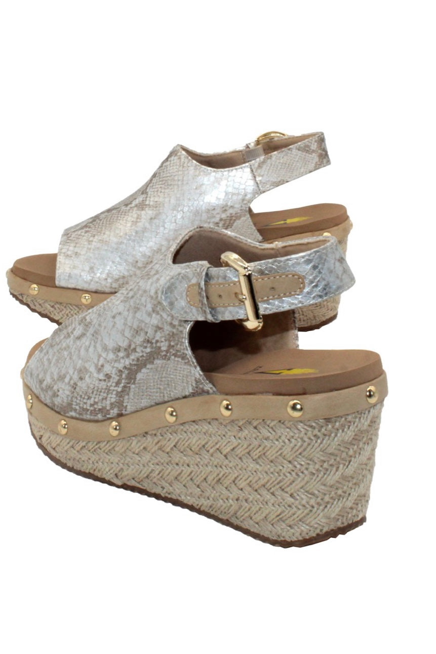PEMBERLY SNAKESKIN OPEN TOE WEDGE