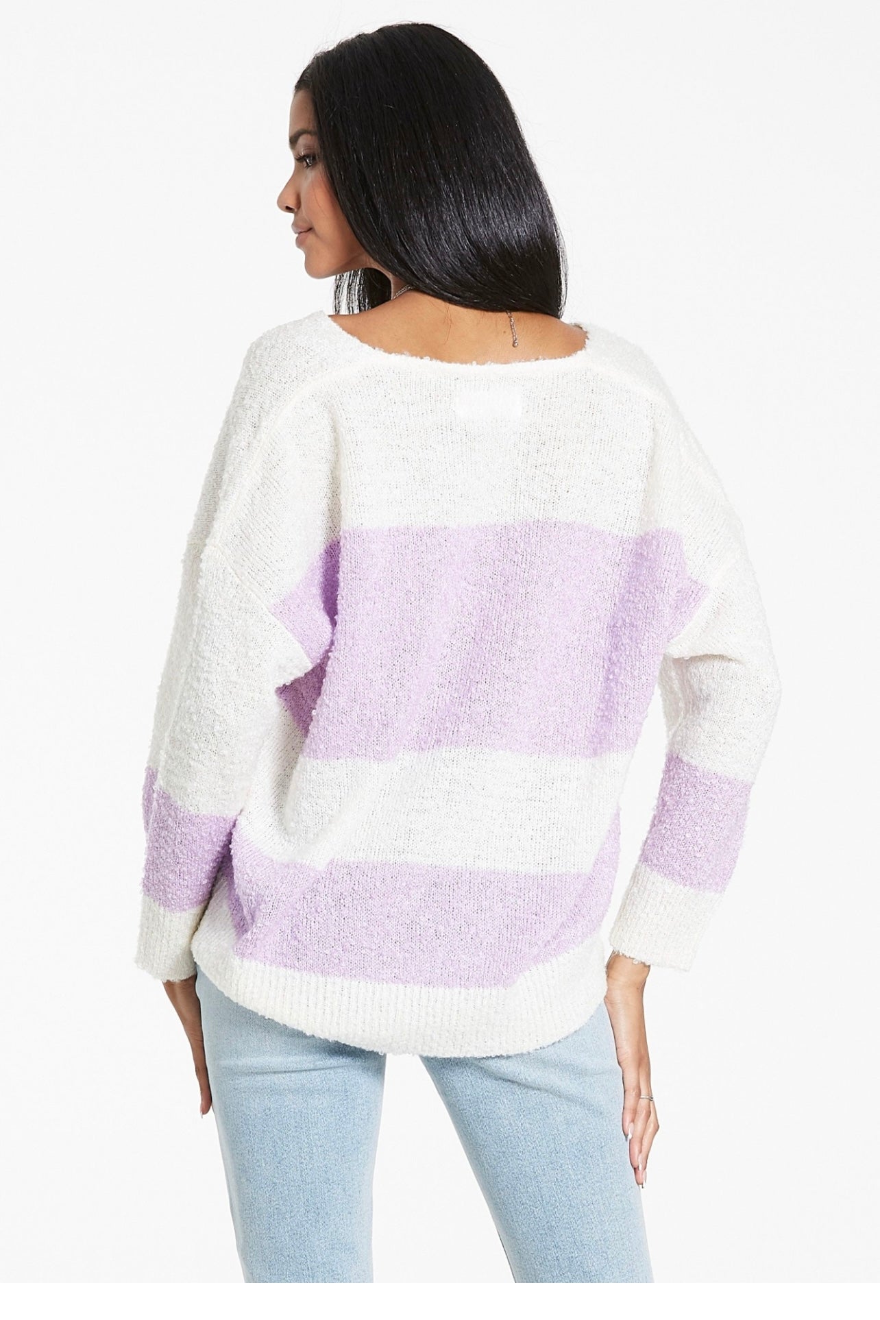ADRIEN STRIPED VNECK SWEATER