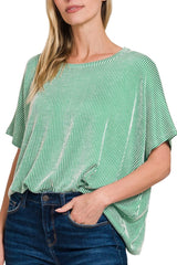 SHORT SLEEVE BOXY RIBBED TWO TONE TEE