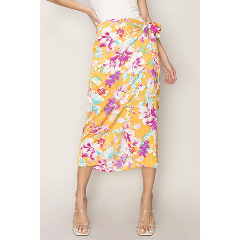 FLORAL PRINT WRAP AND TIE SKIRT