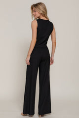 V-Neck Button Closure Vest & Long Pants Set
