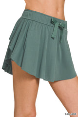RUFFLE HEM TENNIS SKIRT WITH HIDDEN SHORTS
