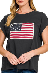 SHORT ROLL CUFF SLEEVE WITH FLAG PATCH TEE