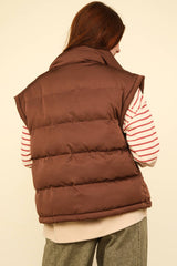 ZIP UP PUFFER VEST WITH SIDE POCKETS