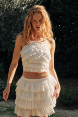EYELET LACE TIERED SKIRT