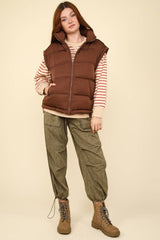 ZIP UP PUFFER VEST WITH SIDE POCKETS